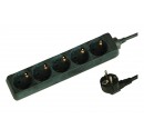Base múltiple negra de 5 tomas (5T) con cable eléctrico serie standard