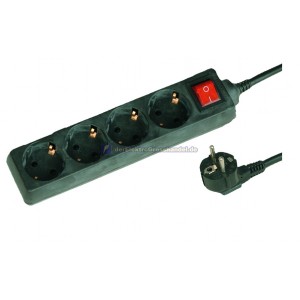 Steckdosenleiste 4-fach, 1,5m Kabel 3x1,5mm, schwarz