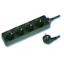 Base m&uacute;ltiple negra de 4 tomas (4T) con cable el&eacute;ctrico serie standard