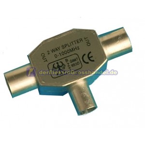 Antennenverteiler 1xBuchse &oslash;9,5mm x 2xStecker &oslash;9,5mm Metall