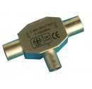 Distribuidor TV  en cruz blindado. Ent hembra de 0,95 mm.Salida 2 machos de 0,95 mm.