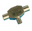 Distribuidor TV  en cruz blindado. Ent macho de 0,95 mm.Salida 2 hembras de 0,95 mm.