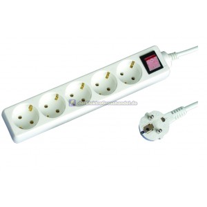 Steckdosenleiste 5-fach, 5m Kabel 3x1,5mm, wei&szlig;
