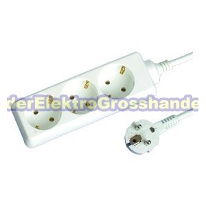 Steckdosenleiste 3-fach, 3m Kabel 3x1,5mm, wei&szlig;