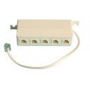 Distribuidor telefono modular, 6P/4C,macho a 5 hembras, 20 cm. cable.