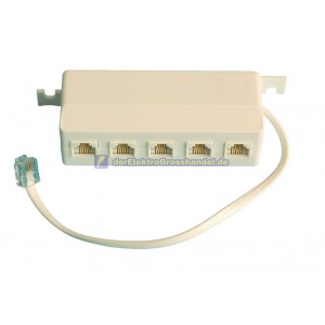 Telefonadapter 1xStecker - 4xBuchse 6P/4C modular 20cm Kabel