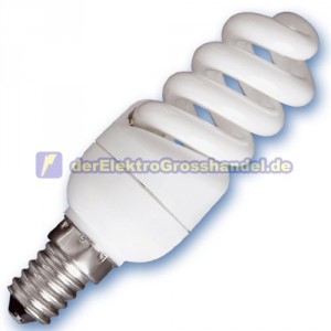 E14 Energiesparlampe Micro Spirale, 9W, 6400K