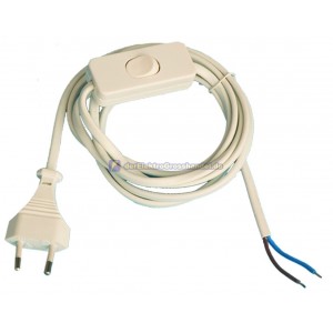 Flaches Kabelverbindung mit Netzschalter 2A 250V, wei&szlig;