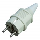 Clavija bipolar de goma blanca estanca IP44 con TT lateral y entrada de cable recta &Oslash; 4.8 mm