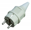 Clavija bipolar de goma blanca estanca IP44 con TT lateral y entrada de cable recta Ø 4.8 mm