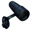 Base Aérea bipolar impermeable negra de goma + PVC con TT lateral y entrada de cable recta