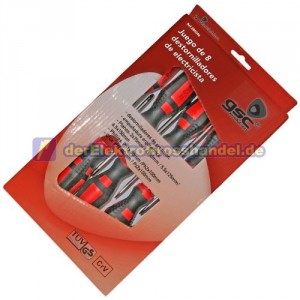 Set 8St. Schraubendreher f&uuml;r Elektroinstallateur: 4 Flach, 2 Philips, 2 Kreuz: