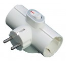 Base múltiple - Adaptador de triple salida con interruptor 2P + TT lateral