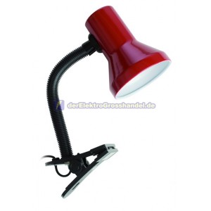 E27 Schreibtischlampe Alba, rot, mit Klammer