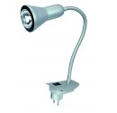 Lámpara Flexo aplique orientable con clavija para insertar directo a corriente gris con bombilla de incandescencia