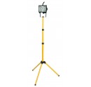 Foco halogeno movil con tripode telescopico y cable electrico para enchufe 2P+TT lateral.