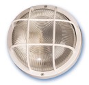 Aplique  redondo de plástico con mateial aislante y difusor de vidrio,E27.Máx.60W.230V. IP44, Blanco