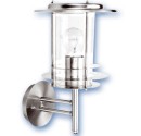 Farol de jardin de acero inoxidable tipo cilindrico, E27. Máx. 60W. 230V. IP44, uso externo. Niquel Satin.