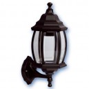 Farol de jardin de aluminio de 6 lados. Modelo Alejandria. Brazo por debajo. E27,M&aacute;x.100W. 230V. Uso externo. Negro.