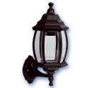 Farol de jardin de aluminio de 6 lados. Modelo Alejandria. Brazo por debajo. E27,Máx.100W. 230V. Uso externo. Negro.